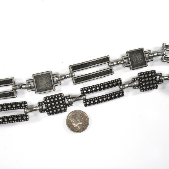 Link Belt, Antiqued Silver, Rivet Pattern, Boho - Picture 6 of 7